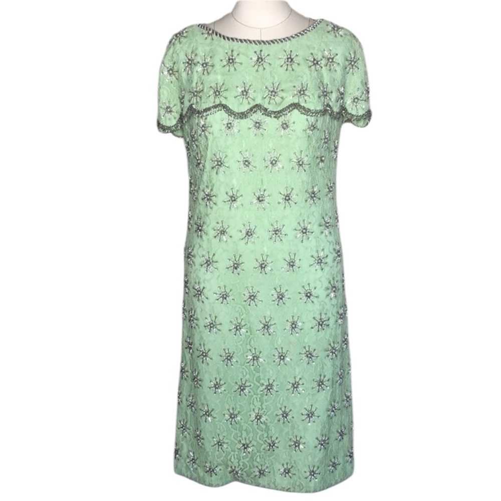 Vintage 60’s Andora beaded lace sleeveless dress